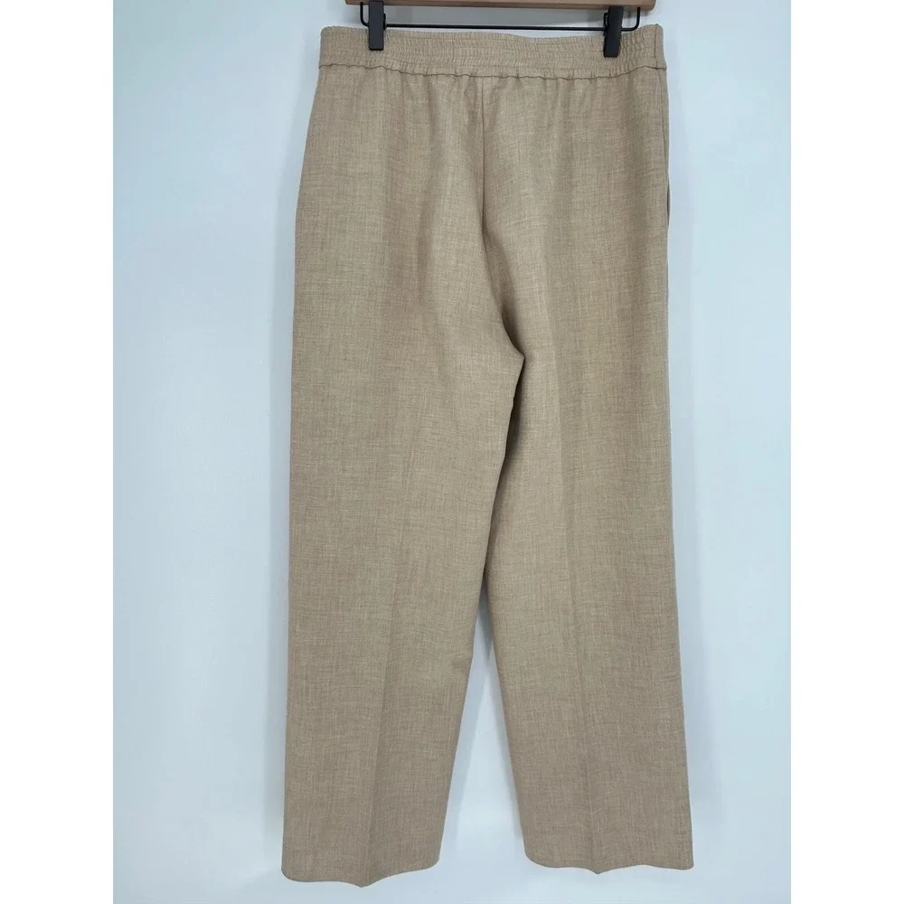Wilfred Alanya Pant Stretch Suiting High-rise Wide-leg Pant-Heather Oat Beige-12 - Picture 3 of 12